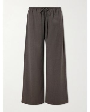 St. Agni Everyday Wool-Blend Wide-Leg Pants - Gray