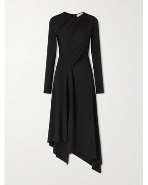 Victoria Beckham Gathered Crepe Midi Dress - Black