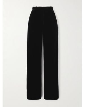 Loro Piana Goldie Velvet Wide-Leg Pants - Black