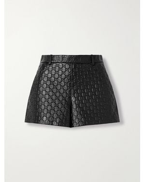 Gucci Debossed Leather Shorts - Black