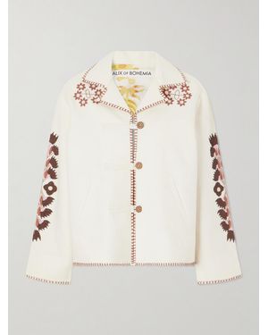 Alix Of Bohemia Western Cactus Bead-Embellished Textured-Silk Jacket - Natural