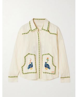 Mother The Peasant Poet Embroidered Cotton-Voile Shirt - Natural