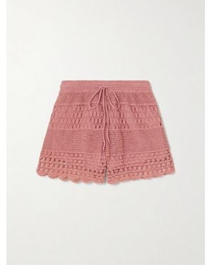Zimmermann Wanderlust Crocheted Cotton-Blend Shorts - Red