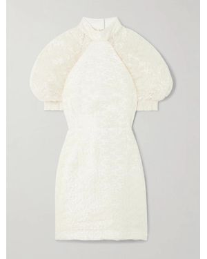 ROTATE BIRGER CHRISTENSEN Minikleid Aus Plissierter Recycelter Spitze - Natur