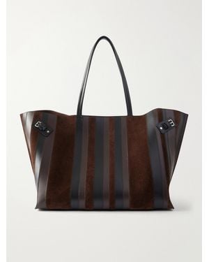 Proenza Schouler Days Paneled Leather And Suede Shoulder Bag - Black