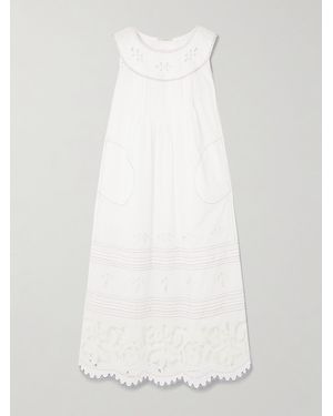 Vita Kin Cleo Pintucked Broderie Anglaise Cotton-Batiste Midi Dress - White