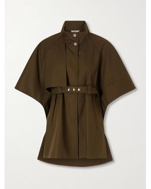 Max Mara Belted Cotton Gabardine Cape - Green