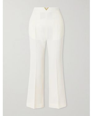 Valentino Garavani Embellished Wool Straight-Leg Pants - White