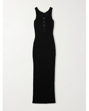 Ami Paris Ribbed Cotton-Jersey Maxi Dress - Black