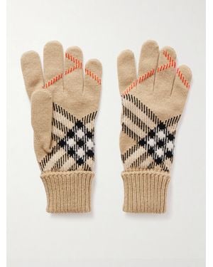 Burberry Checked Cashmere-Blend Gloves - Natural
