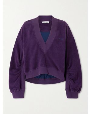 The Attico Sweatshirt Aus Velours Aus Einer Baumwollmischung Mit Stickerei - Lila