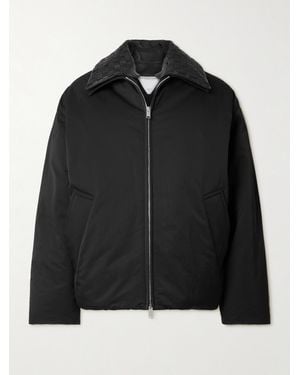 Bottega Veneta Intrecciato Leather-Trimmed Shell Down Jacket - Black