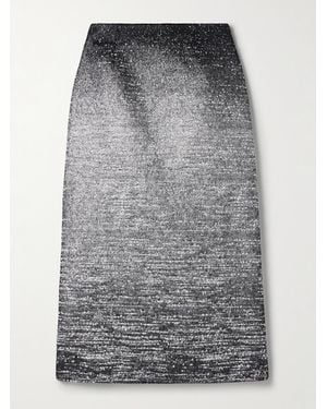 Oscar de la Renta Metallic Bouclé-Tweed Midi Skirt - Gray