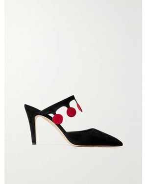 Manolo Blahnik Gelsominamu 90 Two-Tone Suede Mules - White