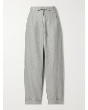 Maria McManus Linen, Cotton And Wool-Blend Twill Trousers - Grey