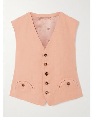 Blazé Milano Flica Feral Silk And Linen-Blend Vest - Pink