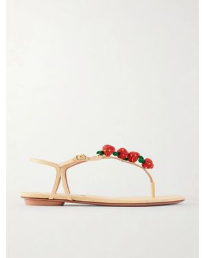 Aquazzura Fragolina Sugar Flat Sandals - Brown