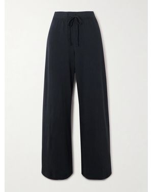 ÉTERNE Wide-Leg Cotton-Jersey Joggers - Blue