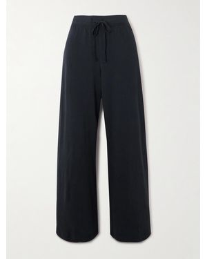 ÉTERNE Wide-Leg Cotton-Jersey Joggers - Blue