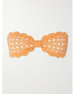 Marysia Swim Net Sustain Antibes Strapless Scalloped Laser-Cut Bikini Top - Orange