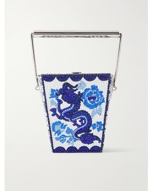 Judith Leiber Dragon Take Away Box Crystal-Embellished-Tone Clutch - Blue