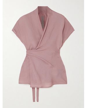 Rick Owens Draped Waffle-Knit Crepe Wrap Top - Purple