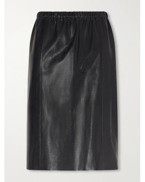 Nour Hammour Sabella Panelled Leather Midi Skirt - Black