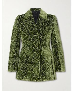 Burberry Velvet-Jacquard Blazer - Green