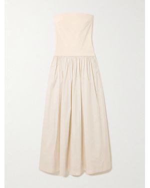 Esse Studios Strapless Stretch-Knit And Organic Cotton-Poplin Maxi Dress - Natural