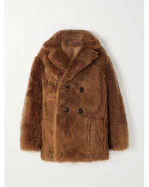 Loro Piana Double-Breasted Reversible Shearling And Leather Coat - Brown