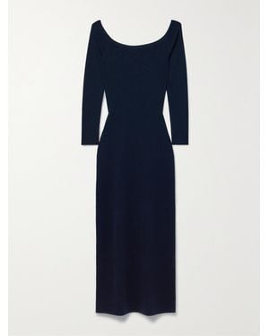 Gabriela Hearst Selwyn Schulterfreies Midikleid Aus Einer Woll-Kaschmirmischung - Blau