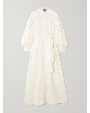 Thierry Colson Yvonne Belted Floral-Print Cotton-Voile Midi Shirt Dress - Natural