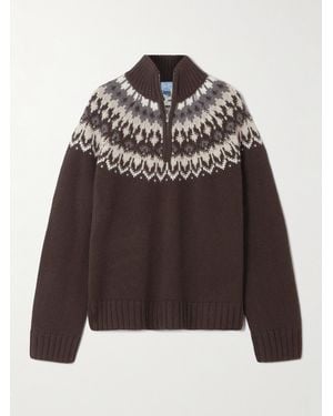 arch4 Pullover Aus Kaschmir Mit Fair-Isle-Muster Und Reißverschluss - Braun