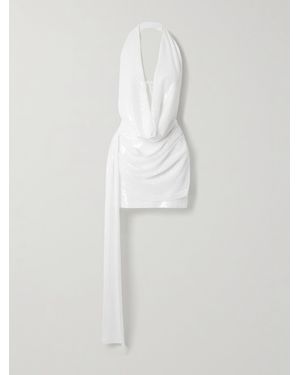 Alex Perry Mini-Robe Dos Nu En Crêpe À Sequins Et À Drapés - Blanc