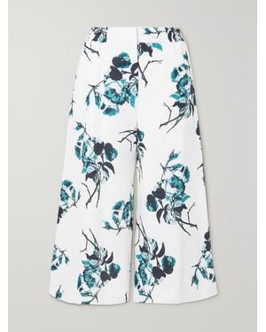 Erdem Mouna Floral-print Linen Culottes - Grey