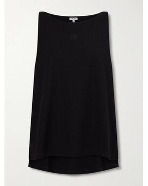 Loewe Anagram Embroidered Ribbed-Knit Tank Top - Black