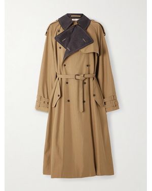 Carven Double-Breasted Wool-Felt Trimmed Cotton-Blend Twill Trench Coat - Natural