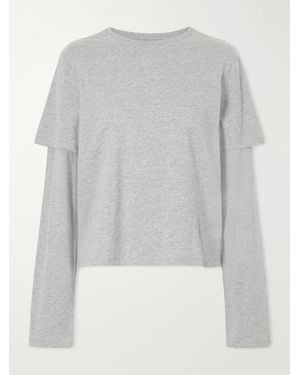 Still Here 2Tee Layered Cotton-Jersey T-Shirt - Grey