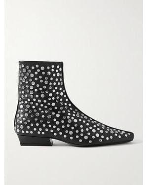 STAUD Wally Studded Leather Ankle Boots - Black