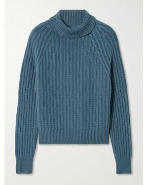James Purdey & Sons Annabel Cable-Knit Cashmere Turtleneck Jumper - Blue