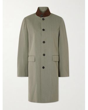 Loro Piana Blain Suede-Trimmed Storm System Wool Coat - Green