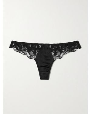 Kiki de Montparnasse Eclore Lace And Stretch-Silk Thong - Black