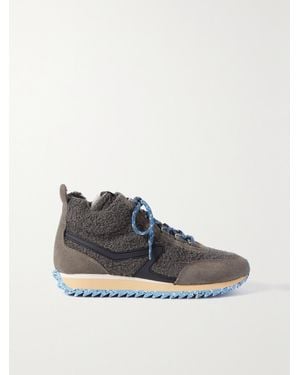 Rag & Bone Retro Hiker Faux Suede-Trimmed Recycled Fleece And Rubber High-Top Trainers - Grey