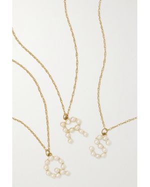 STONE AND STRAND Initial 10-Karat Pearl Necklace - Metallic