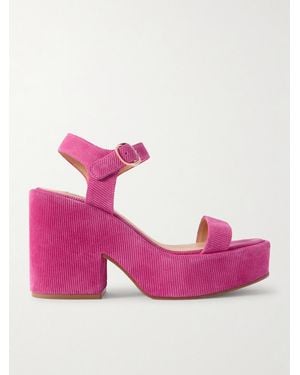 Gabriela Hearst Iman 100 Ribbed Suede Sandals - Pink