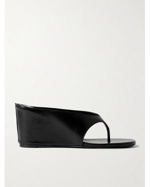Jude Yaga Leather Wedge Sandals - Black