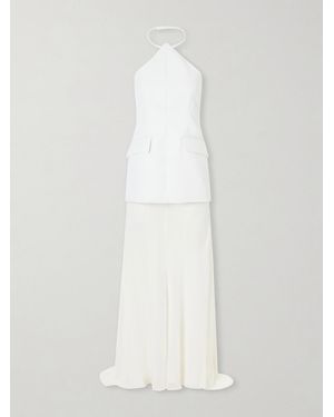 Sportmax Silk-Blend Chiffon And Crepe Halterneck Maxi Dress - White