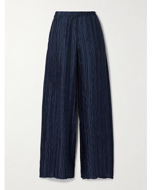 16Arlington Mandrake Plissé-Satin Wide-Leg Pants - Blue