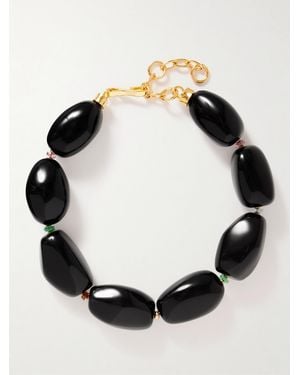 Lizzie Fortunato Lobos-Plated Multi-Stone Beaded Choker - Black