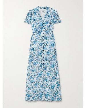 Cefinn Liliana Ruffled Floral-Print Georgette Midi Dress - Blue